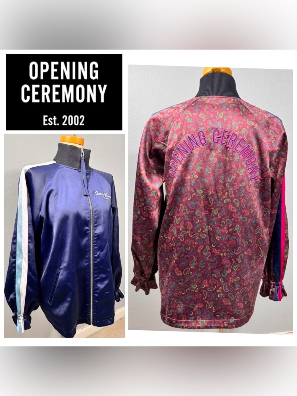 Opening Ceremony Reversible SOUVENIR Satin Track Bomber Jacket